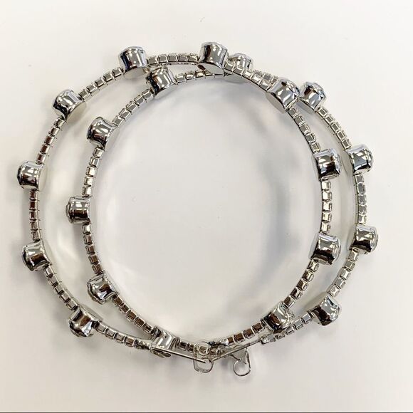 Platinum Jeweled Flexi-Hoop Earrings - Picture 3 of 8